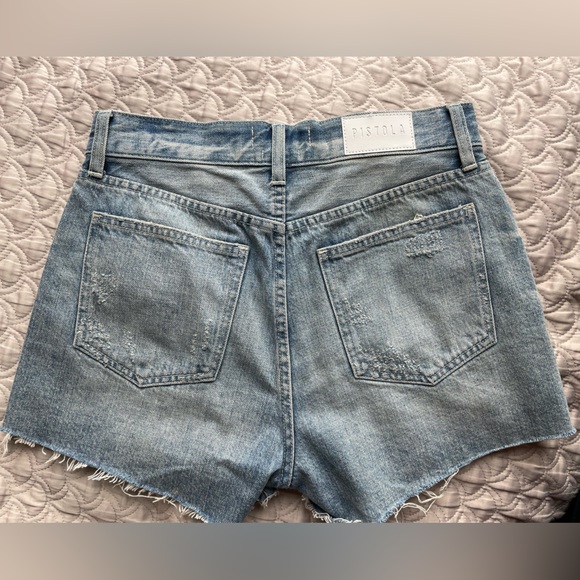 PISTOLA Ripped Jean Shorts With Metallic Pockets Y2K - Picture 3 of 9